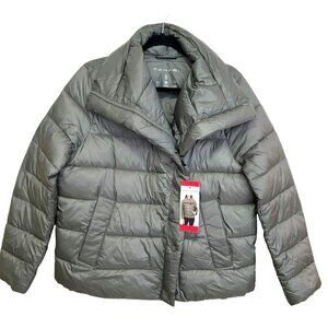 Tahari Erika Quilted Puffer Green Jacket Winter Coat Size Medium NWT